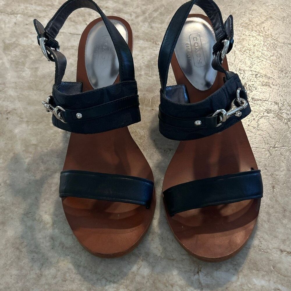 COACH Wedge Black Sandals - Picture 5 of 11
